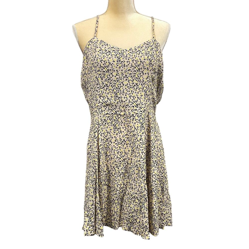 Calvin Klein Jeans Leopard Print Spaghetti  Strap Mini Dress Women's Size Large